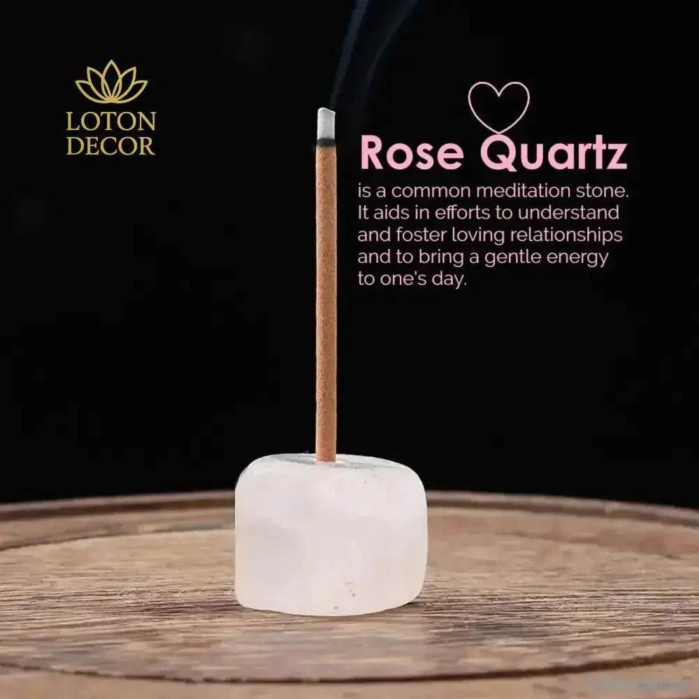 Crystal Incense Burner Rose Quartz Chakra Crystal Incense Holder Stainless Steel Seashell Tray - Loton Decor