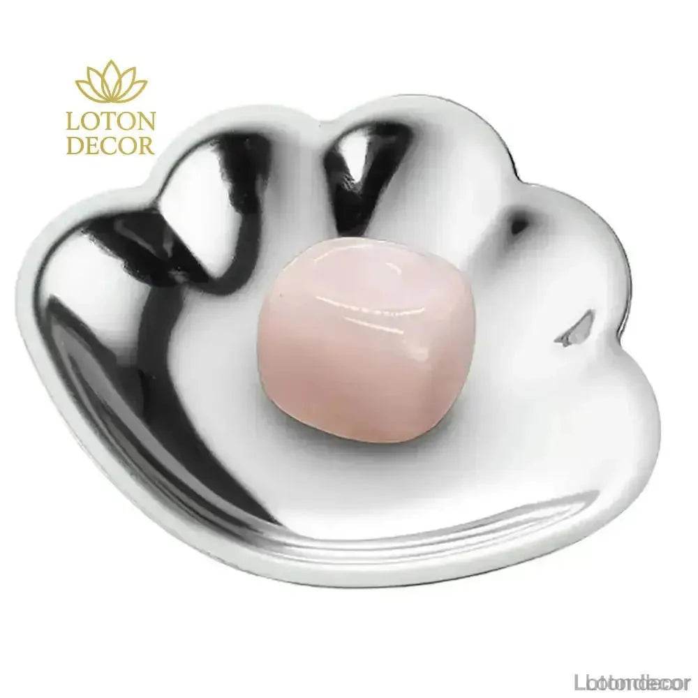 Crystal Incense Burner Rose Quartz Chakra Crystal Incense Holder Stainless Steel Seashell Tray - Loton Decor