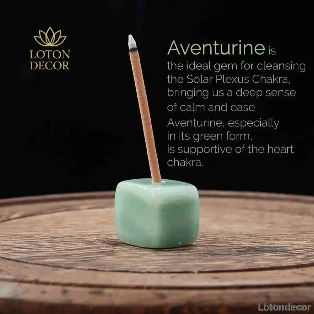 Crystal Incense Holder Aventurine Sea Shell Tray Stainless Steel Chakra Gem Meditation Portable Incense Burner - Loton Decor