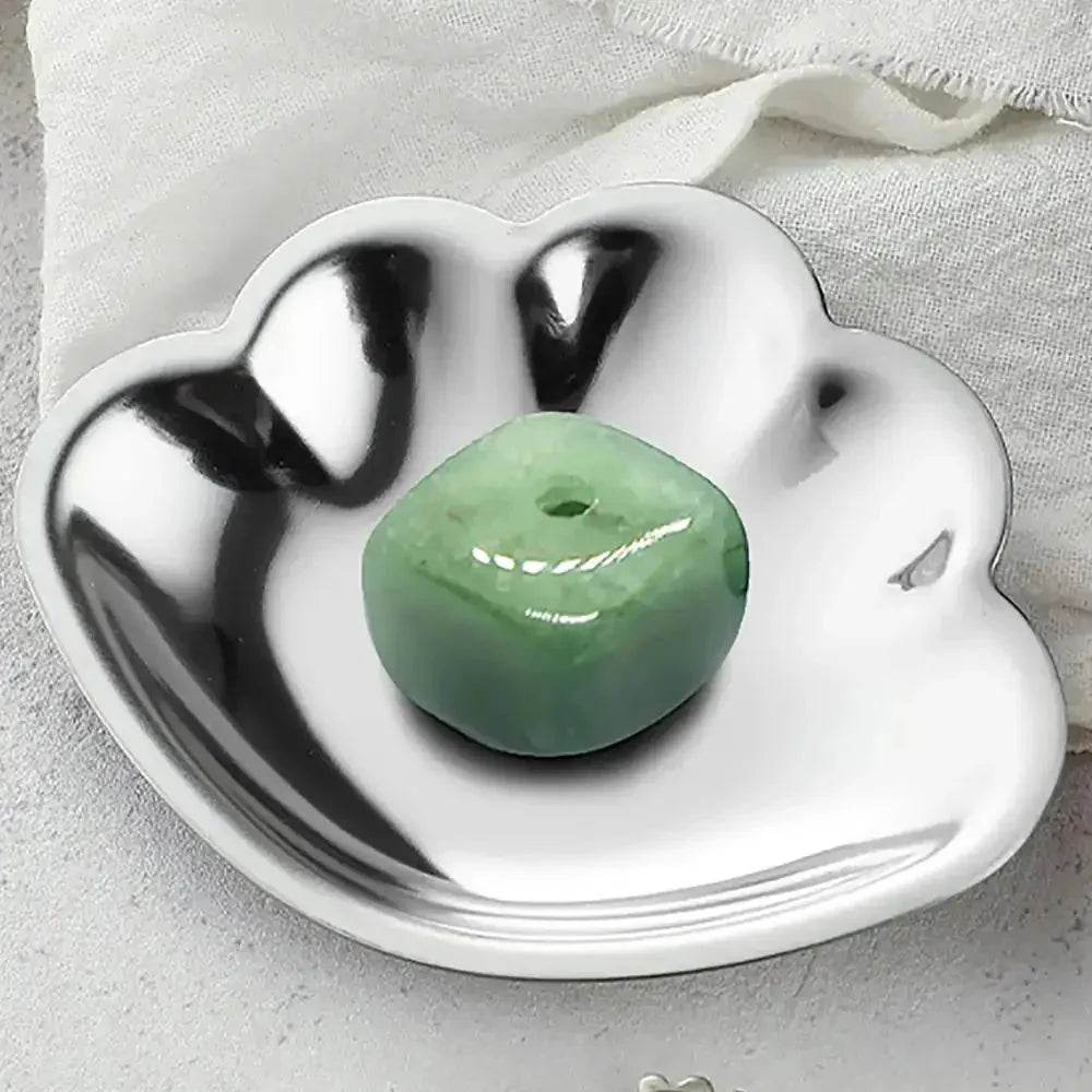 Crystal Incense Holder Aventurine Sea Shell Tray Stainless Steel Chakra Gem Meditation Portable Incense Burner - Loton Decor