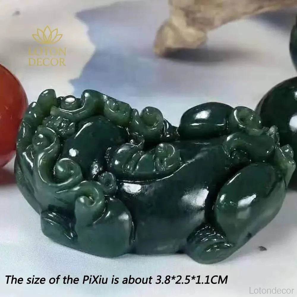 Cyan Jade Pixiu Bracelet – Red Agate Wealth Amulet Unisex - Loton Decor