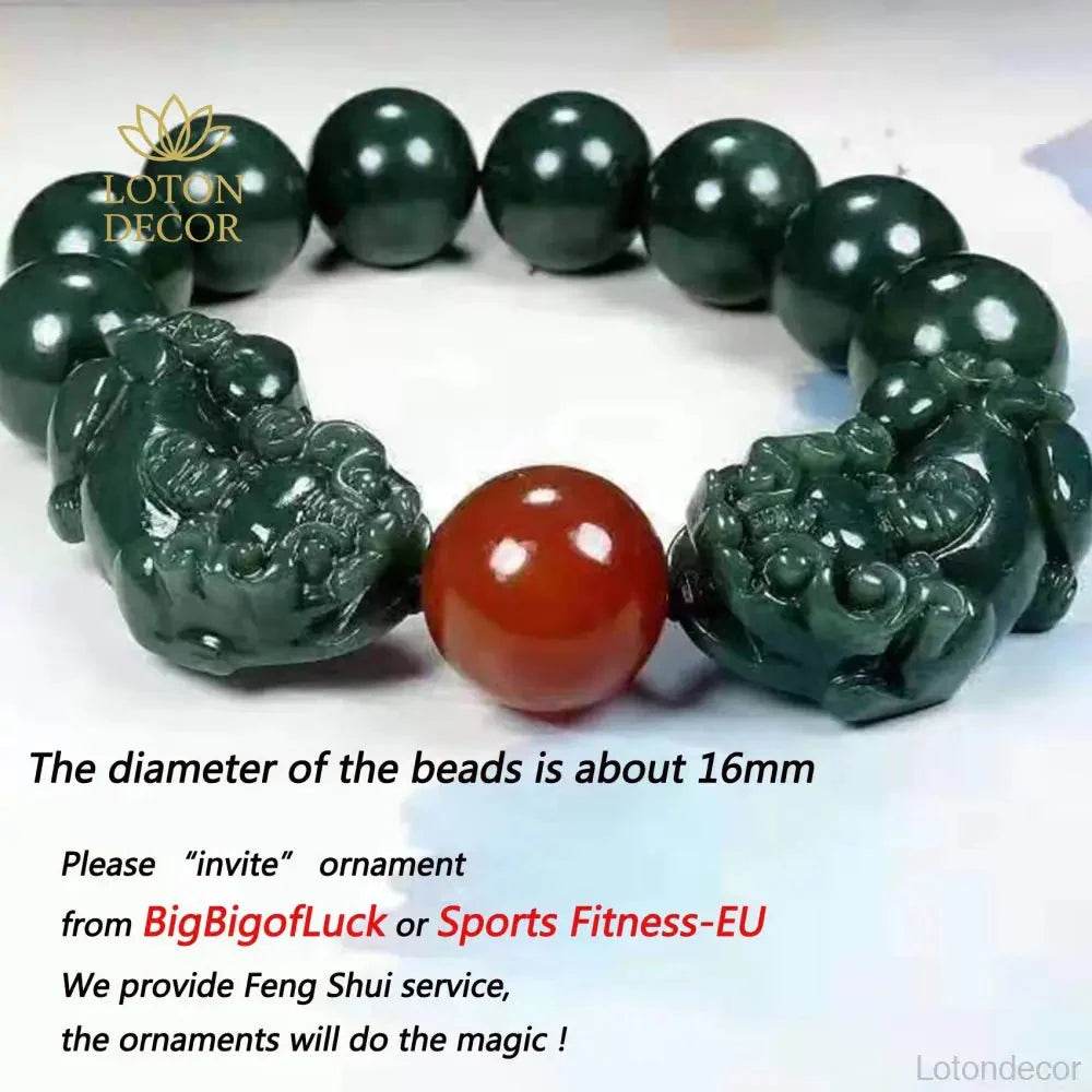 Cyan Jade Pixiu Bracelet – Red Agate Wealth Amulet Unisex - Loton Decor