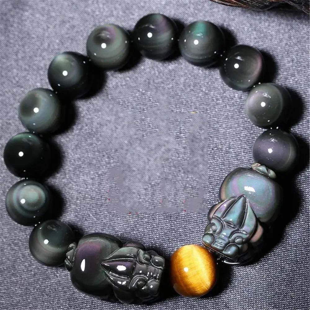 Double Pixiu Obsidian Bracelet – Prosperity Talisman - Loton Decor
