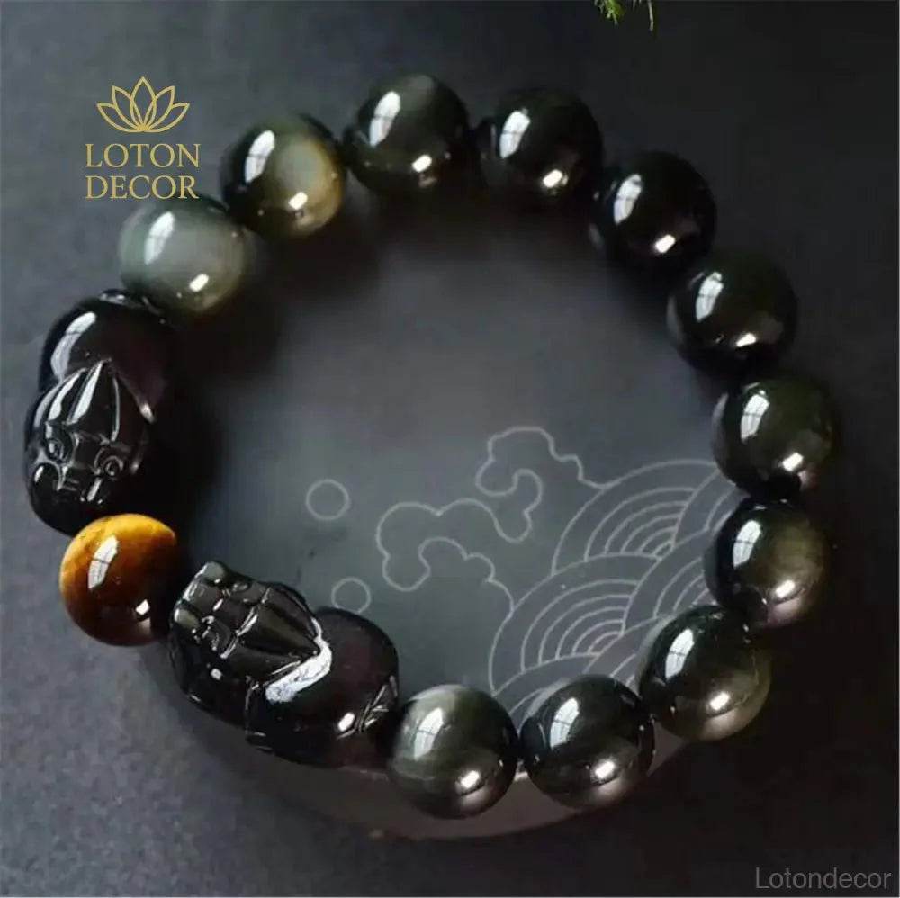 Double Pixiu Obsidian Bracelet – Prosperity Talisman - Loton Decor