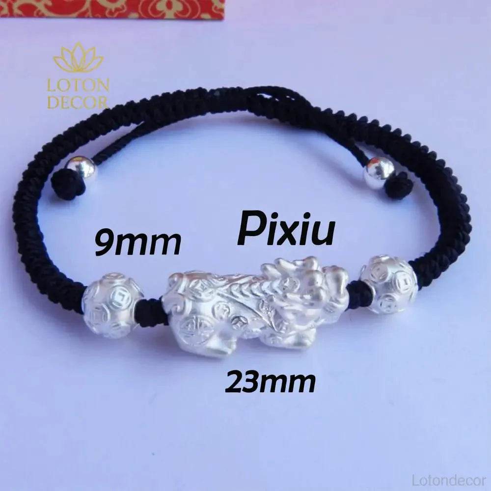 Double Pixiu Silver Bracelet – Wealth Amulet 17cm - Loton Decor