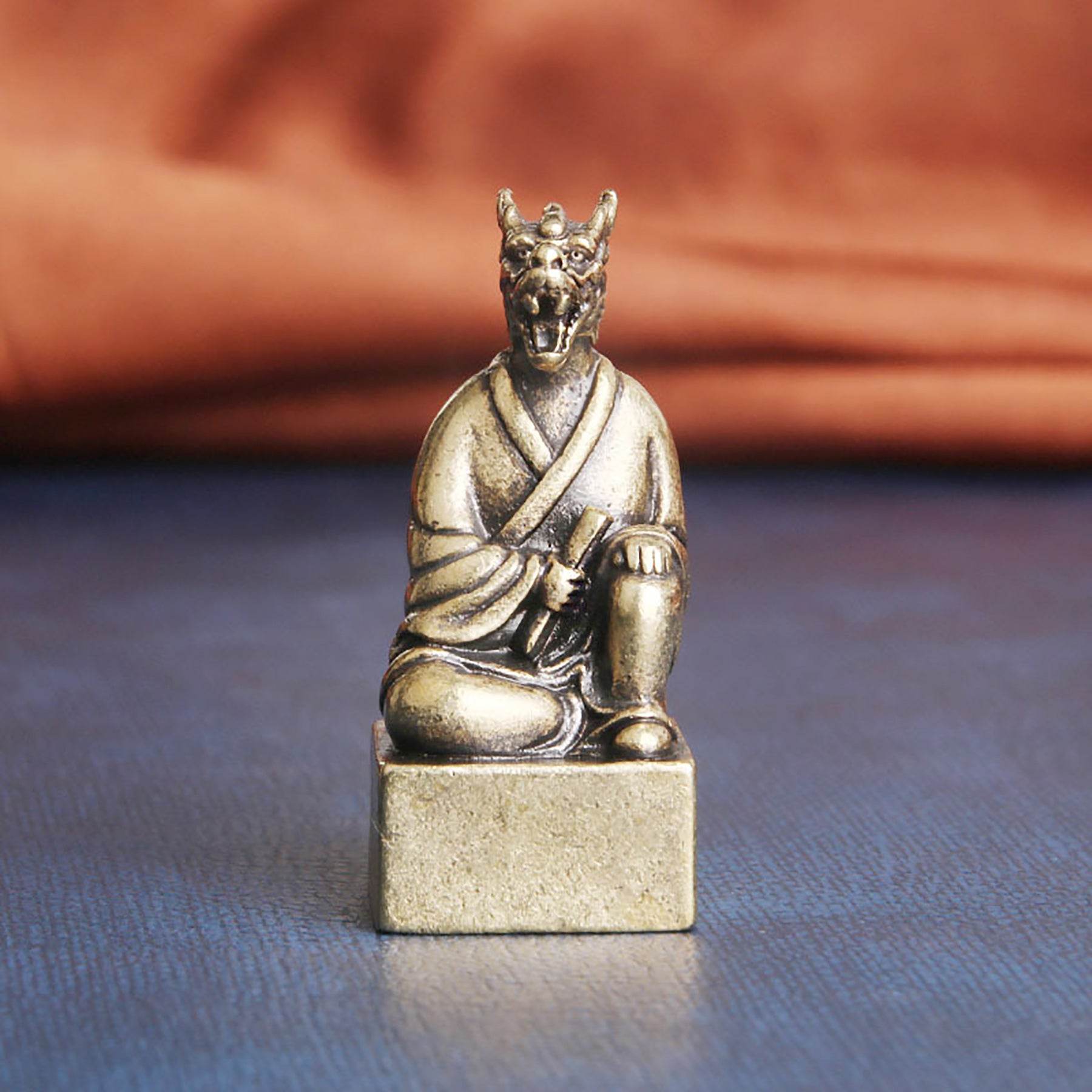 Brass 12 Zodiac Animals Signet Spiritual Animal Figurine Stamps Feng Shui Wealth Longevity Amulet - Loton Decor