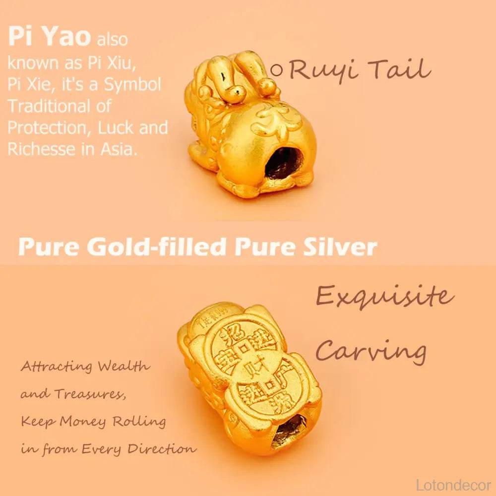 Dry Green Jade Pi Xiu Bracelet 18K Gold-filled Pure Silver Pi Yao Crystal Feng Shui Wealth Bracelet - Loton Decor
