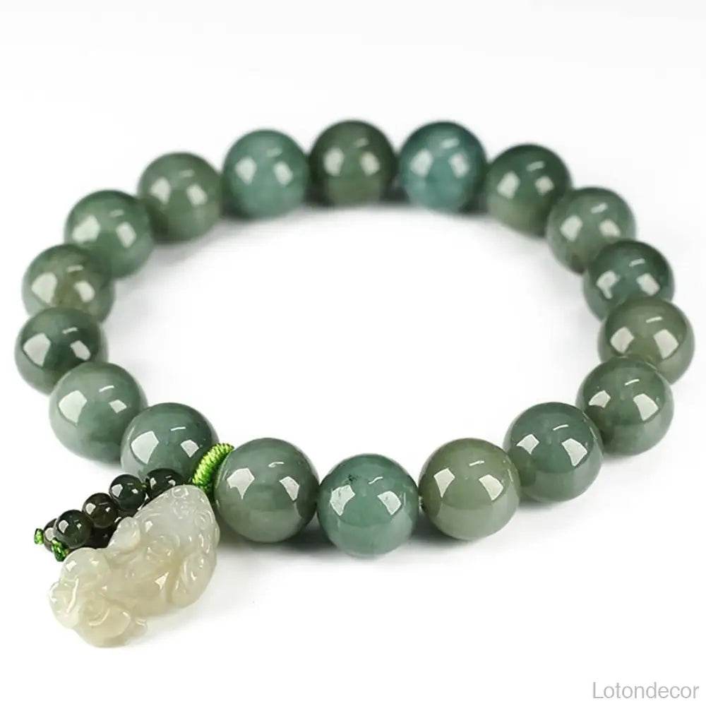 Dry Green Jade Pi Xiu Bracelet Feng Shui Wealth Crystal Bracelet Pi Yao Pendant 9A Chakra Balance Gem for Money Windfall - Loton Decor