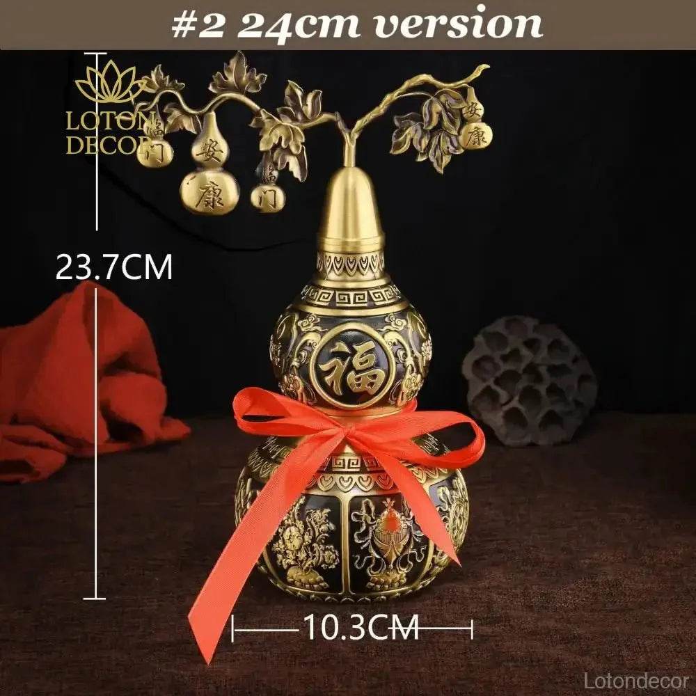 Eight Treasures Gourd Statue Wu Lou Container for Longevity Feng Shui Wealth Amulet Talisman for Overall Well-being - Loton Decor
