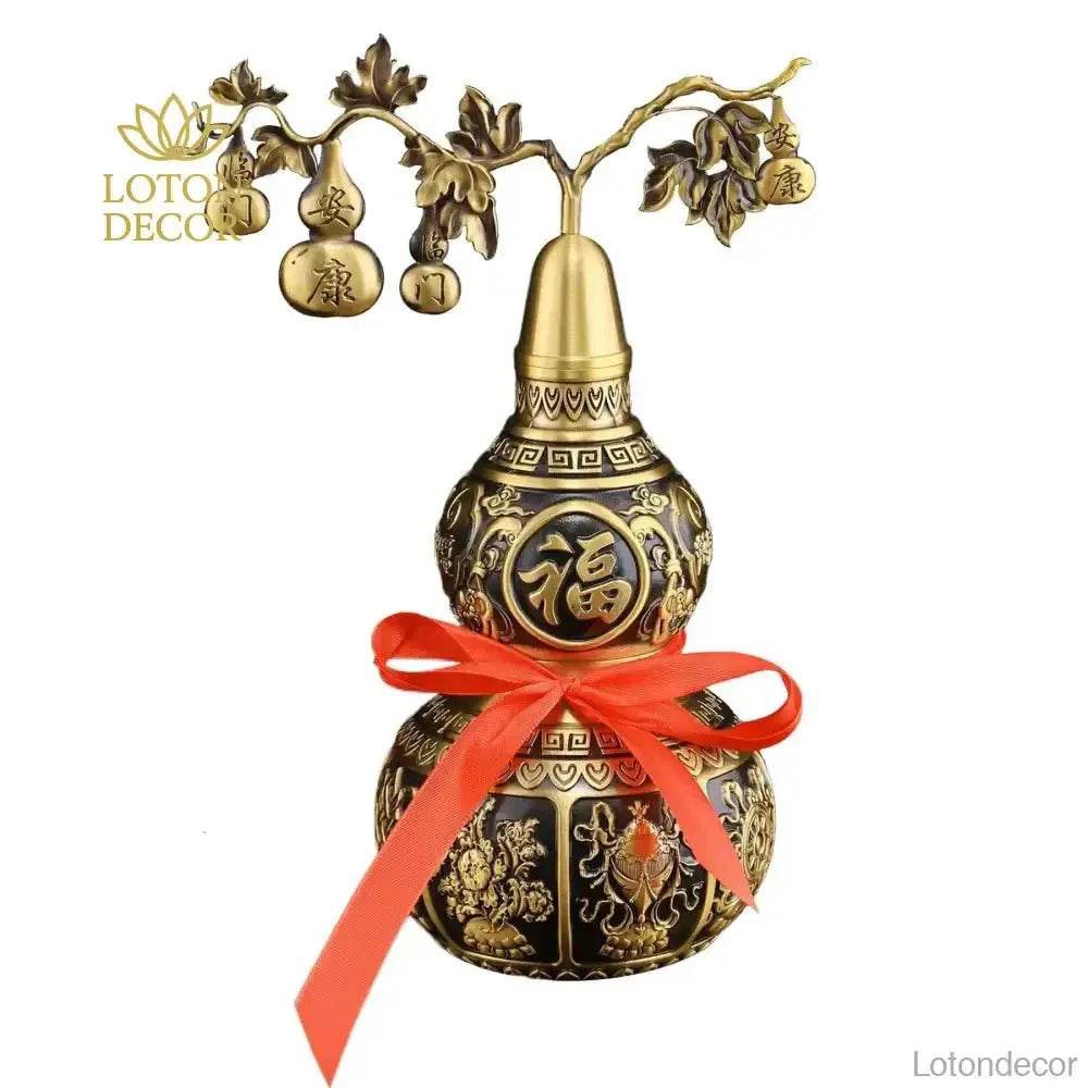 Eight Treasures Gourd Statue Wu Lou Container for Longevity Feng Shui Wealth Amulet Talisman for Overall Well-being - Loton Decor