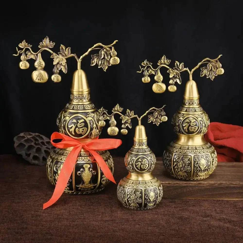 Eight Treasures Gourd Statue Wu Lou Container for Longevity Feng Shui Wealth Amulet Talisman for Overall Well-being - Loton Decor