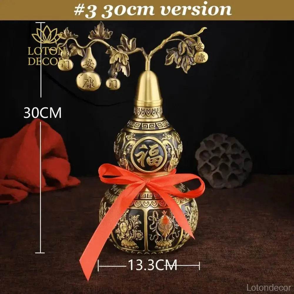 Eight Treasures Gourd Statue Wu Lou Container for Longevity Feng Shui Wealth Amulet Talisman for Overall Well-being - Loton Decor