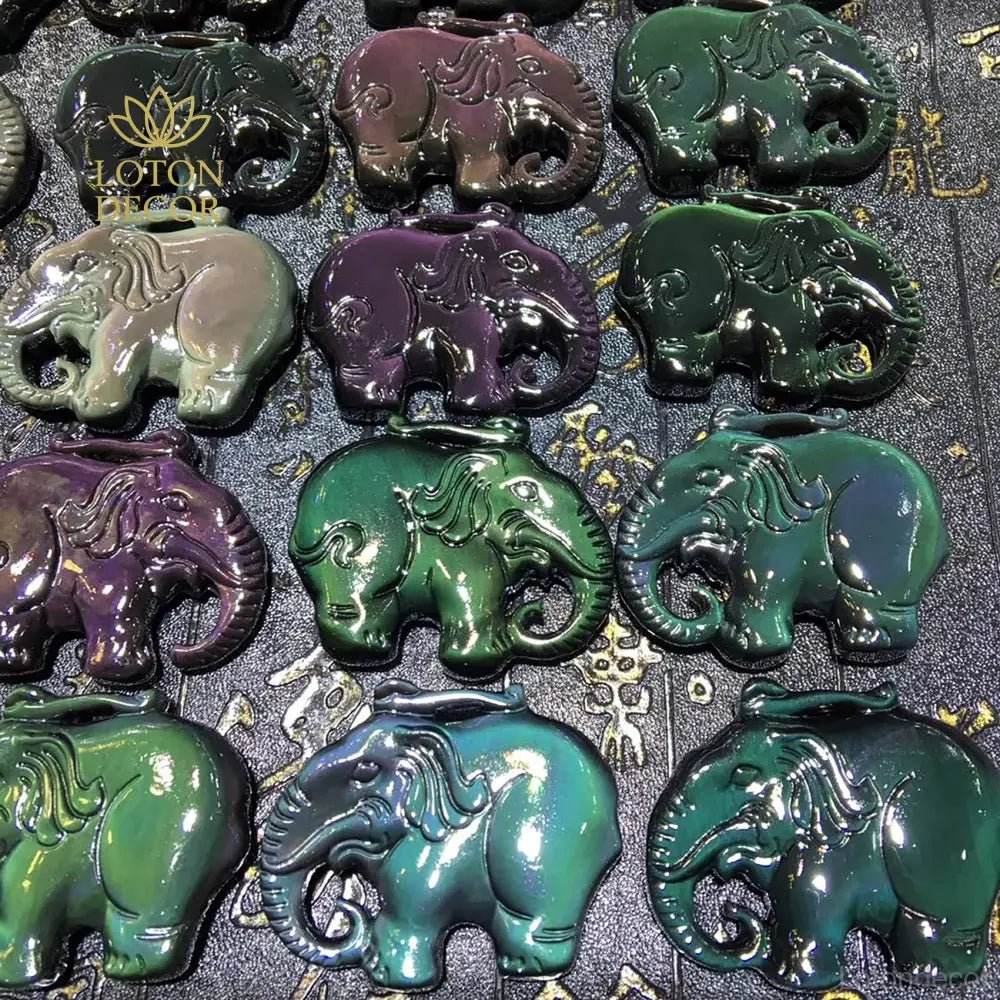 Elephant Pendant Necklace – Obsidian Feng Shui Protection - Loton Decor