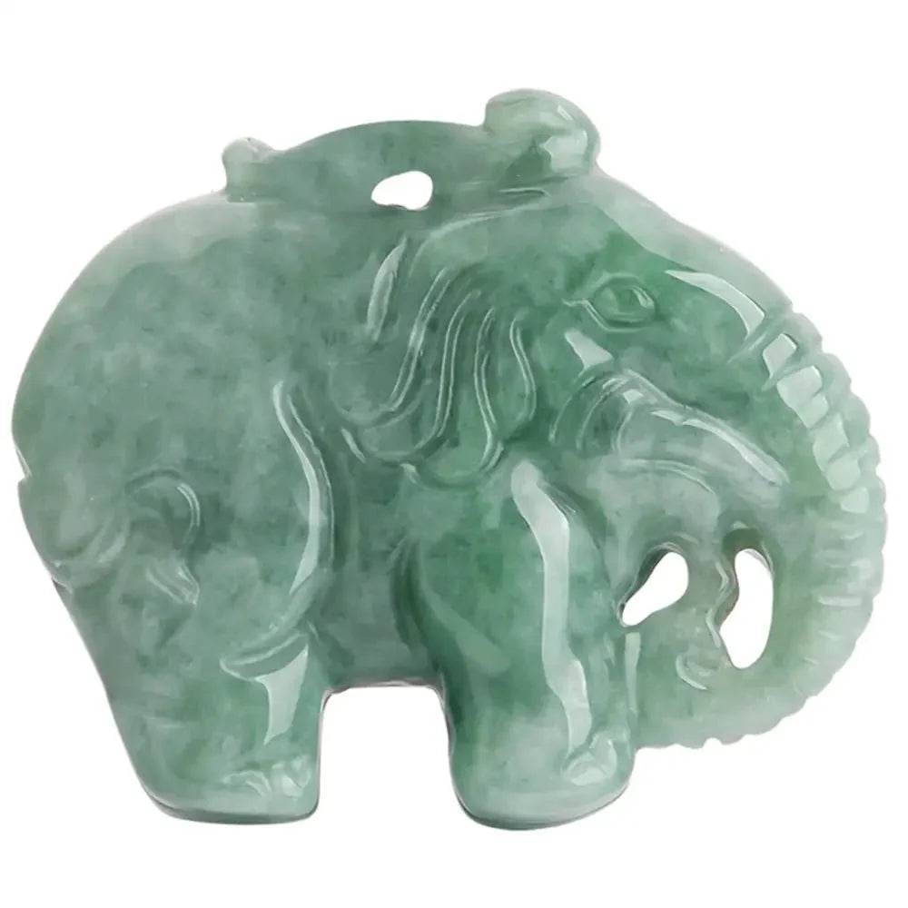 Emerald Jade Elephant Necklace – Feng Shui Luck Pendant - Loton Decor
