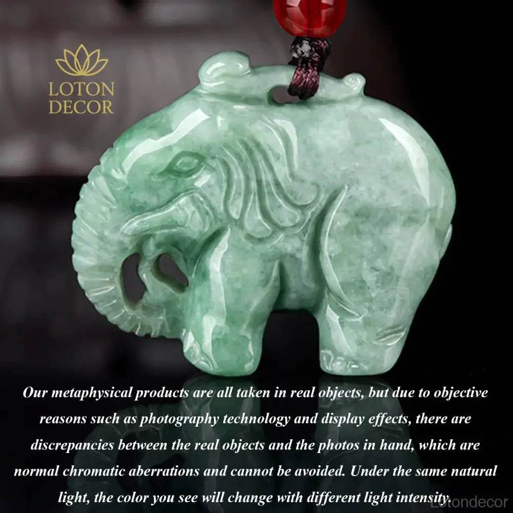 Emerald Jade Elephant Necklace – Feng Shui Luck Pendant - Loton Decor