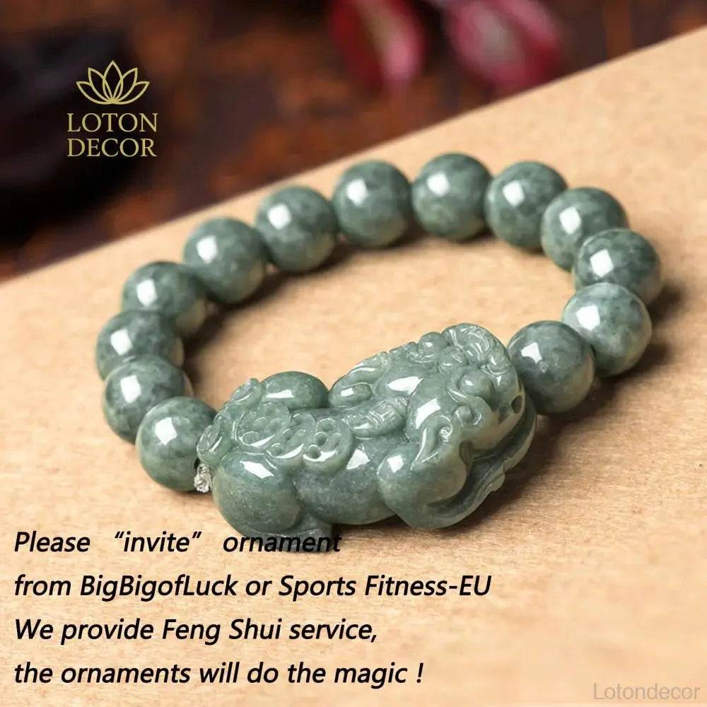 Emerald Jade Pixiu Bracelet – Stretchy Wealth Amulet Unisex - Loton Decor