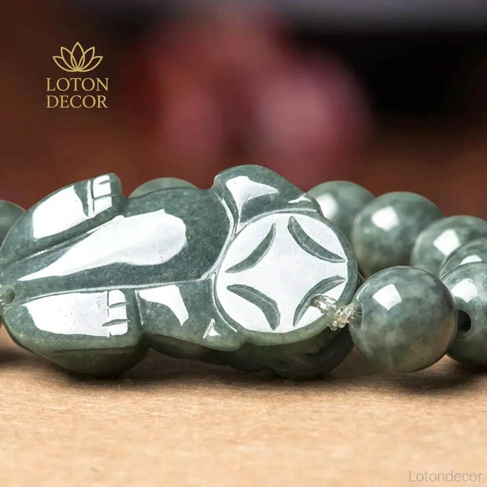 Emerald Jade Pixiu Bracelet – Stretchy Wealth Amulet Unisex - Loton Decor
