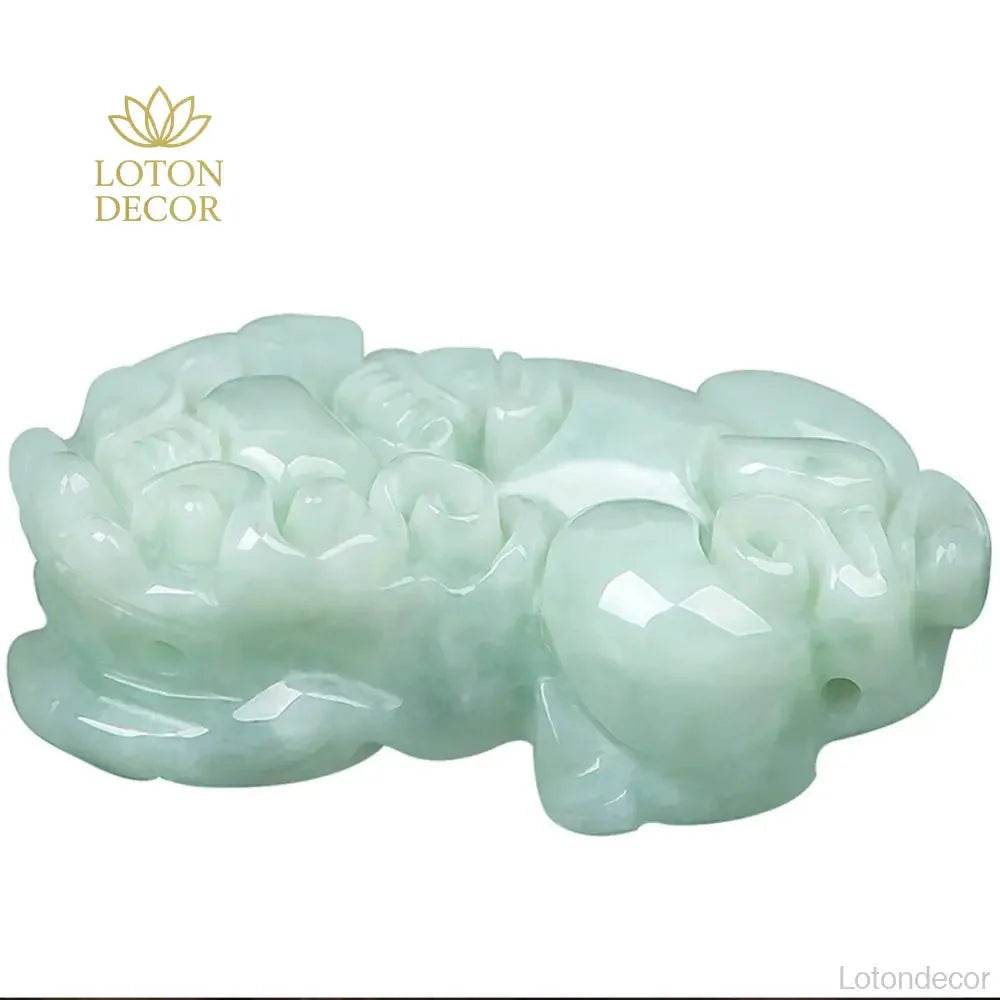 Emerald Jade Pixiu Pendant – Step-on-Coin Prosperity Amulet - Loton Decor