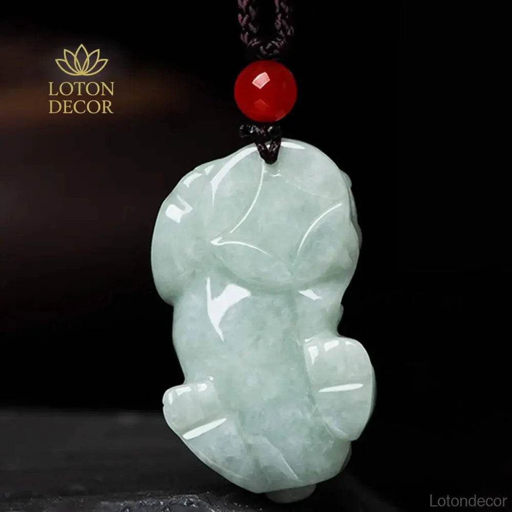 Emerald Jade Pixiu Pendant – Step-on-Coin Prosperity Amulet - Loton Decor