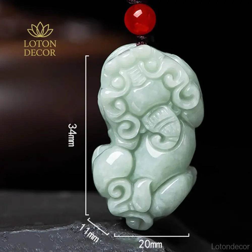 Emerald Jade Pixiu Pendant – Step-on-Coin Prosperity Amulet - Loton Decor