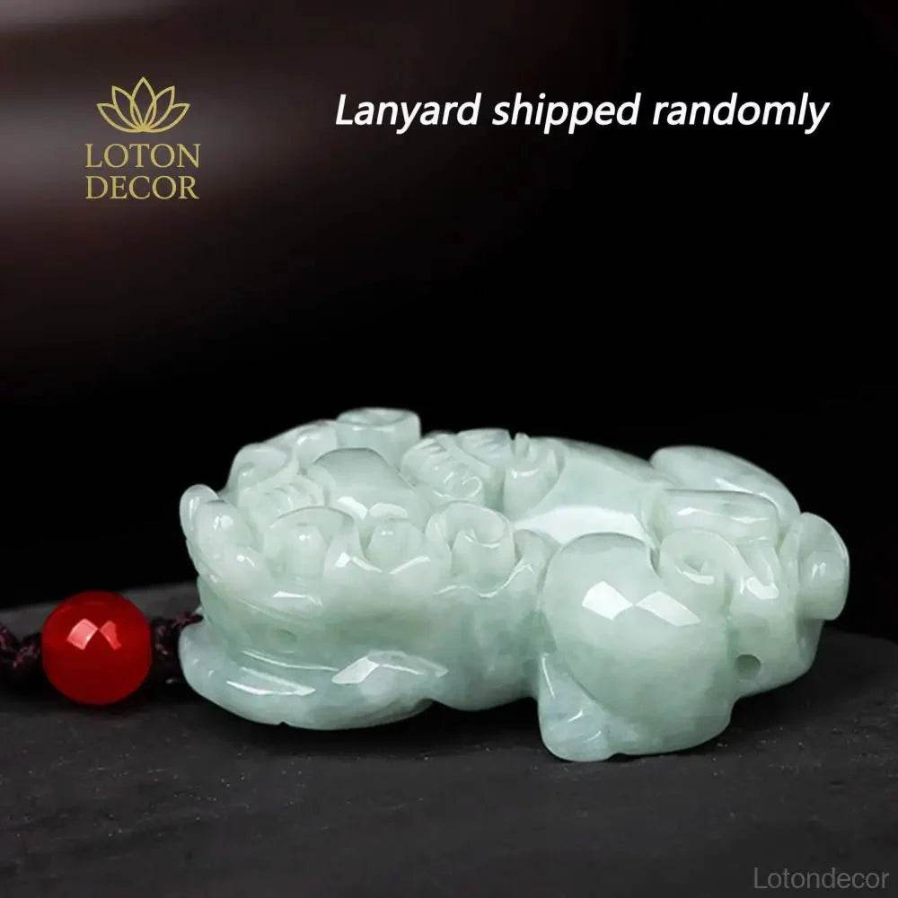 Emerald Jade Pixiu Pendant – Step-on-Coin Prosperity Amulet - Loton Decor