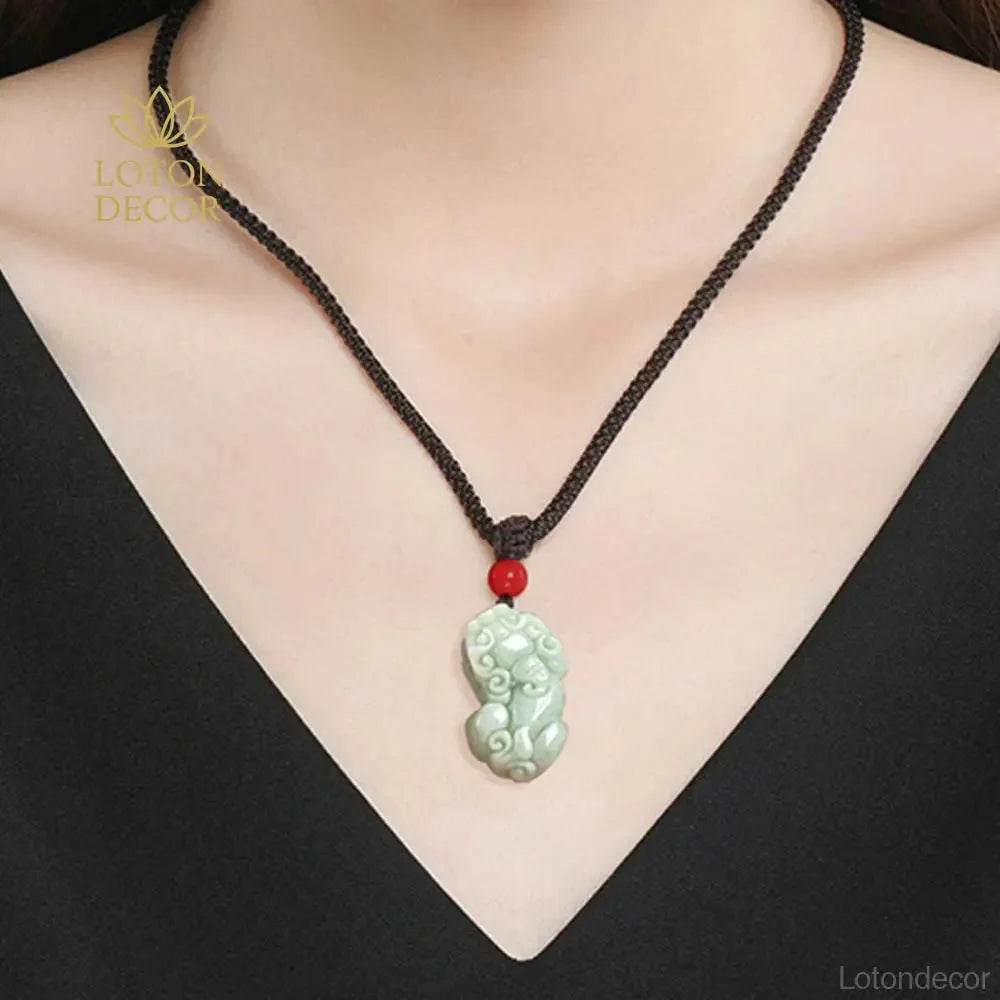 Emerald Jade Pixiu Pendant – Step-on-Coin Prosperity Amulet - Loton Decor