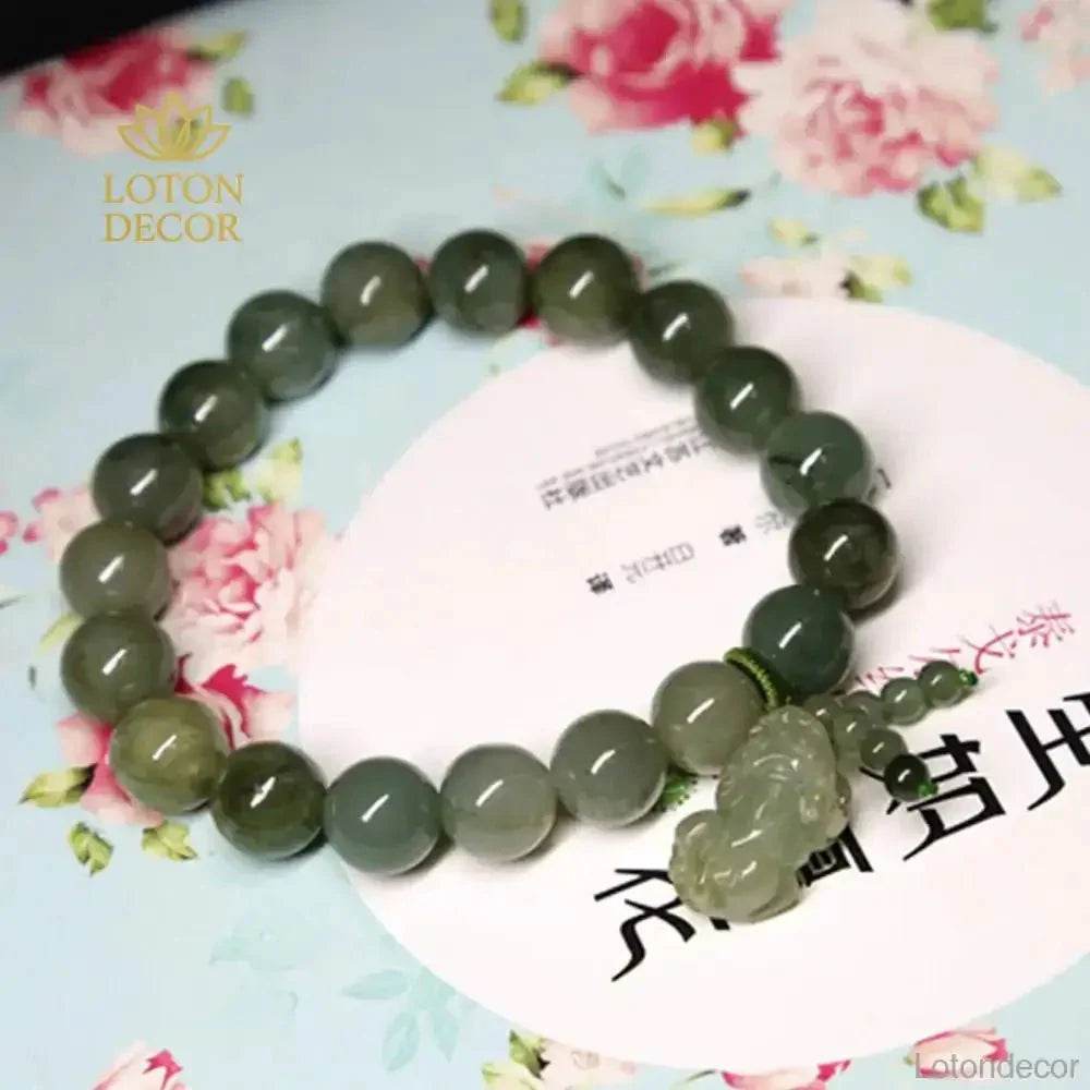 Emerald Pixiu Jade Bracelet – Lucky Wealth Bangle for Men & Women - Loton Decor
