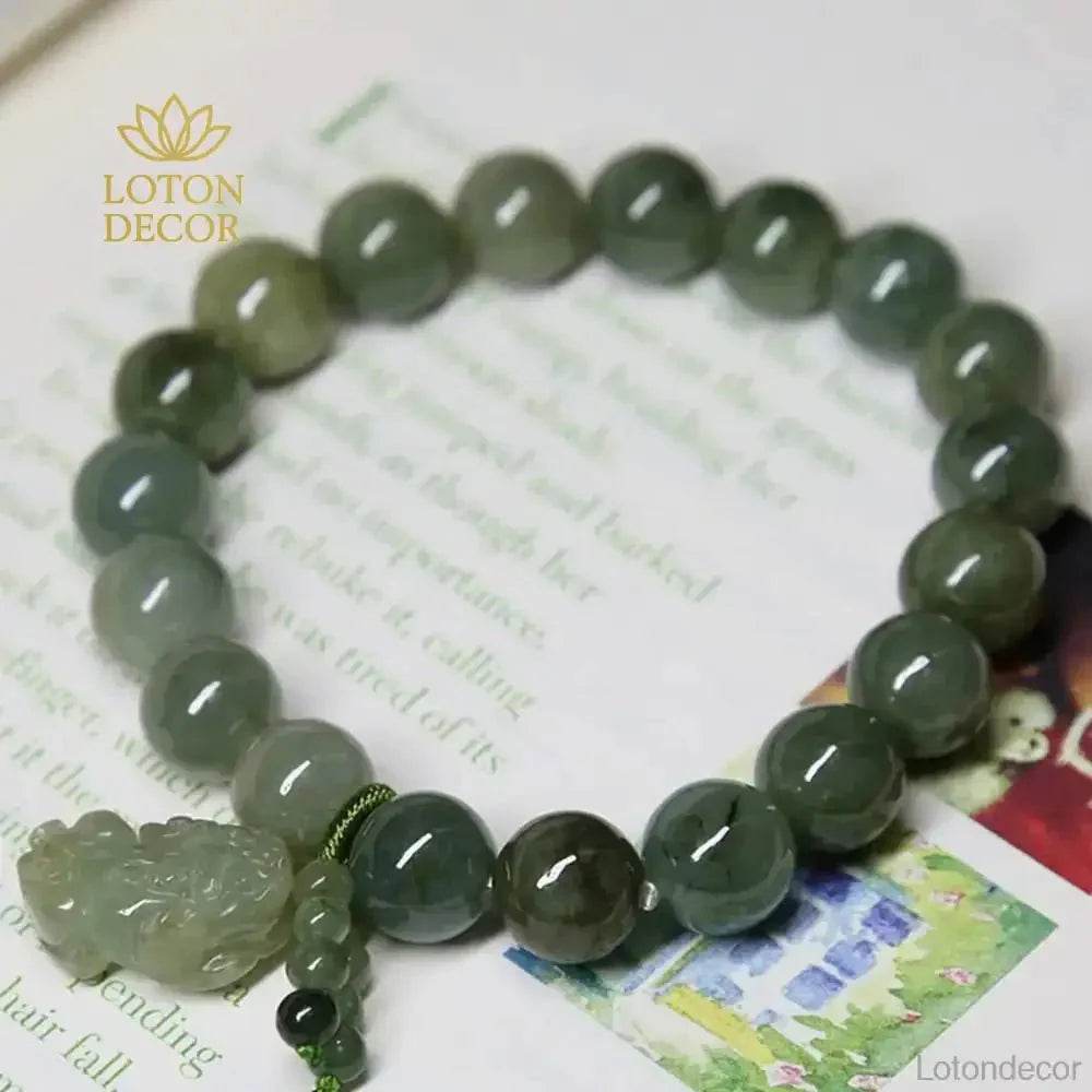 Emerald Pixiu Jade Bracelet – Lucky Wealth Bangle for Men & Women - Loton Decor