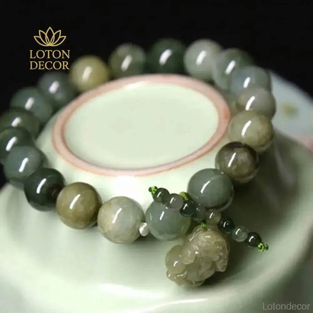 Emerald Pixiu Jade Bracelet – Lucky Wealth Bangle for Men & Women - Loton Decor