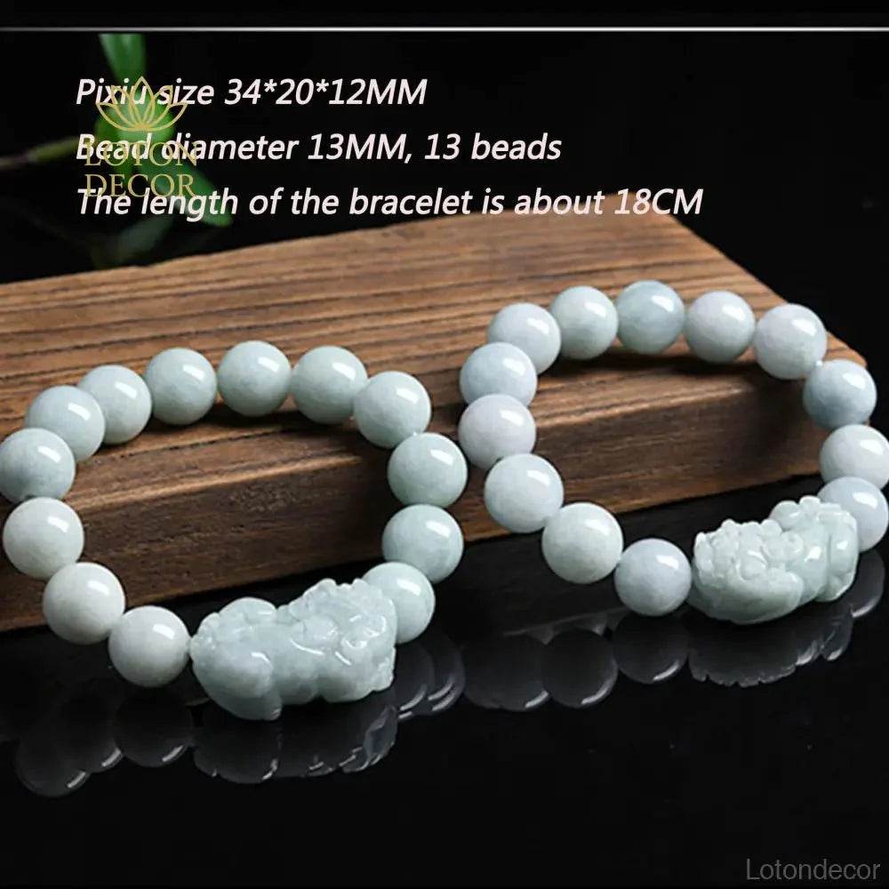 Emerald Pixiu Jade Bracelet – Stretchy Wealth Amulet for Fortune - Loton Decor