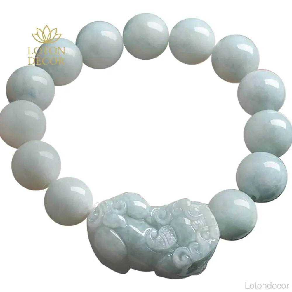 Emerald Pixiu Jade Bracelet – Stretchy Wealth Amulet for Fortune - Loton Decor