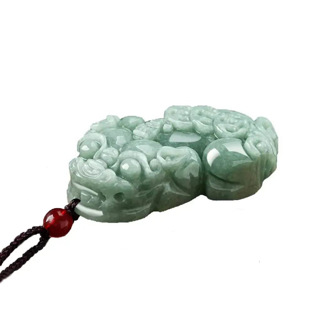 Floating Jade Pixiu Necklace – Wealth Attraction Amulet - Loton Decor