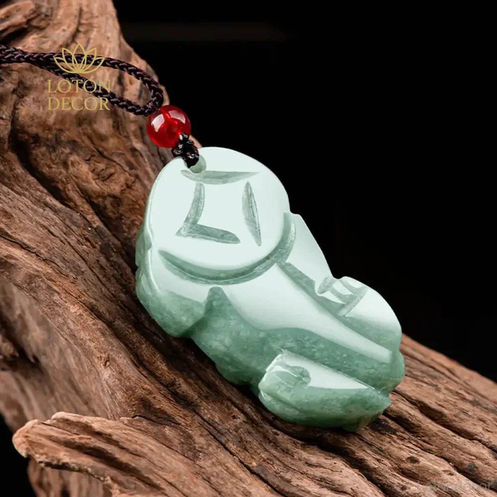 Floating Jade Pixiu Necklace – Wealth Attraction Amulet - Loton Decor