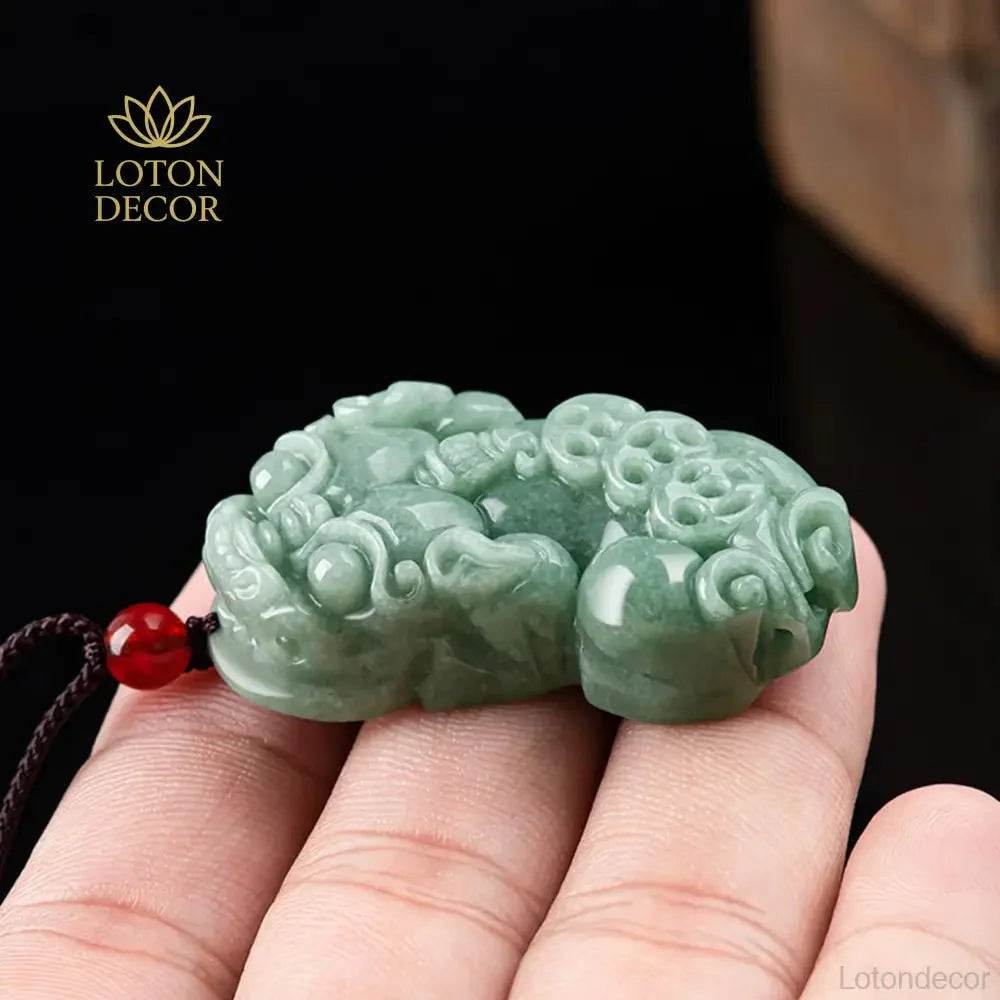 Floating Jade Pixiu Necklace – Wealth Attraction Amulet - Loton Decor