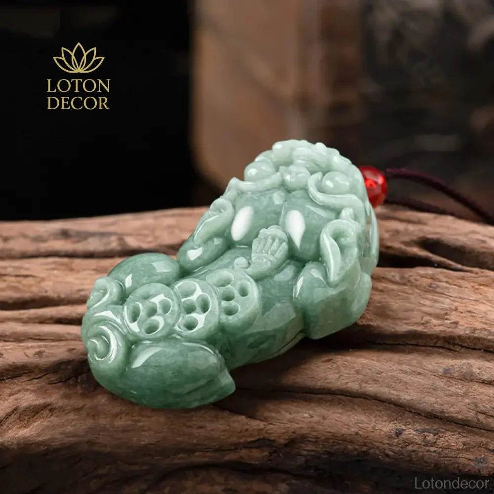 Floating Jade Pixiu Necklace – Wealth Attraction Amulet - Loton Decor