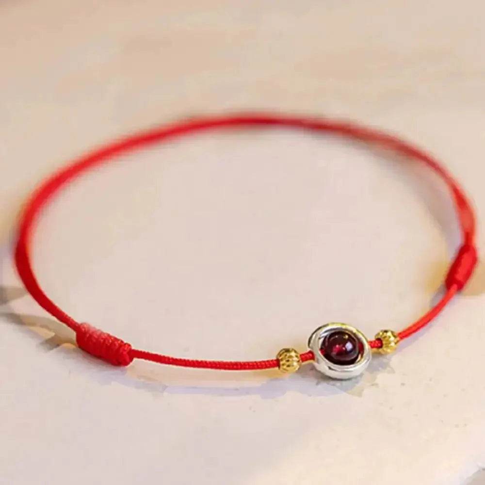 Garnet Red String Anklet – Feng Shui Lucky Wealth Charm - Loton Decor