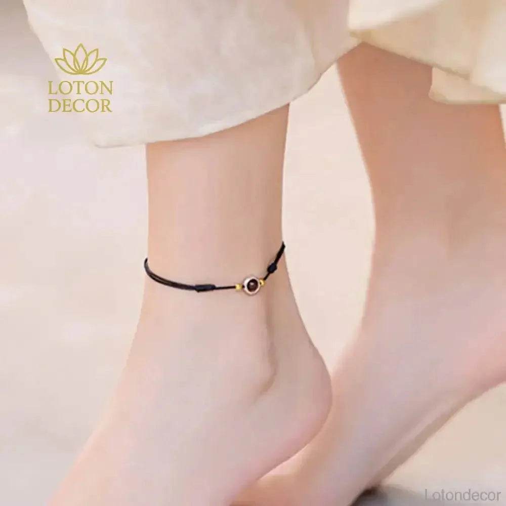 Garnet Red String Anklet – Feng Shui Lucky Wealth Charm - Loton Decor