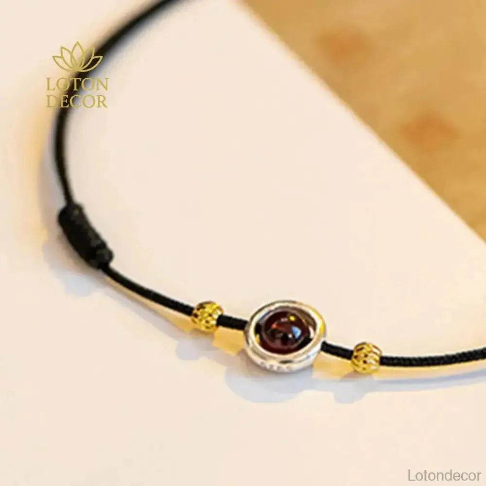 Garnet Red String Anklet – Feng Shui Lucky Wealth Charm - Loton Decor