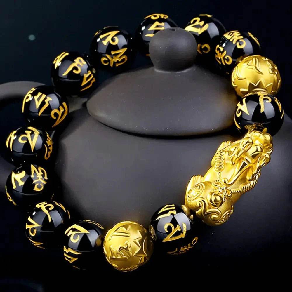 Gold Agate Pi Xiu Bracelet – Wealth Crystal Talisman - Loton Decor