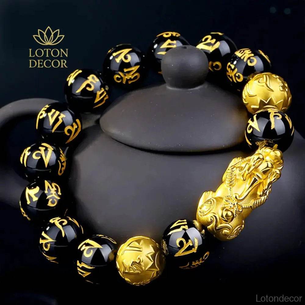 Gold Agate Pi Xiu Bracelet – Wealth Crystal Talisman - Loton Decor
