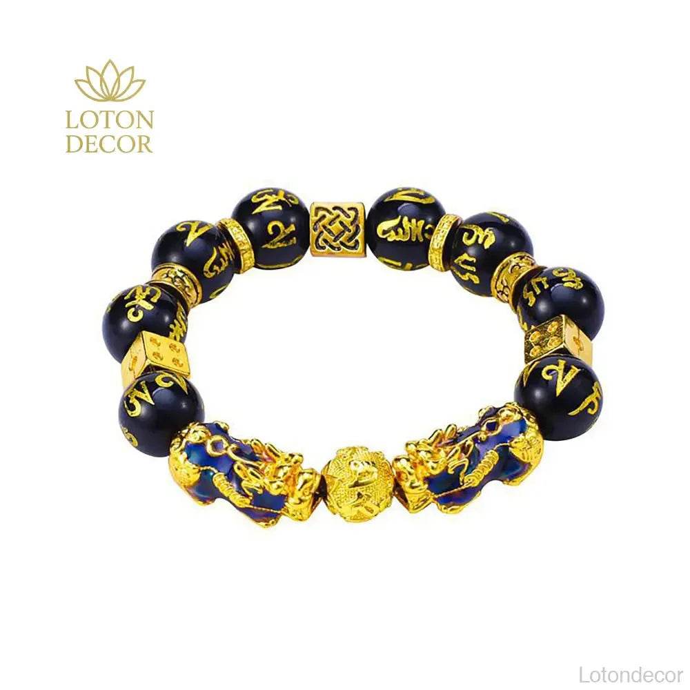 Gold Agate Pi Xiu Bracelet – Wealth Crystal Talisman - Loton Decor