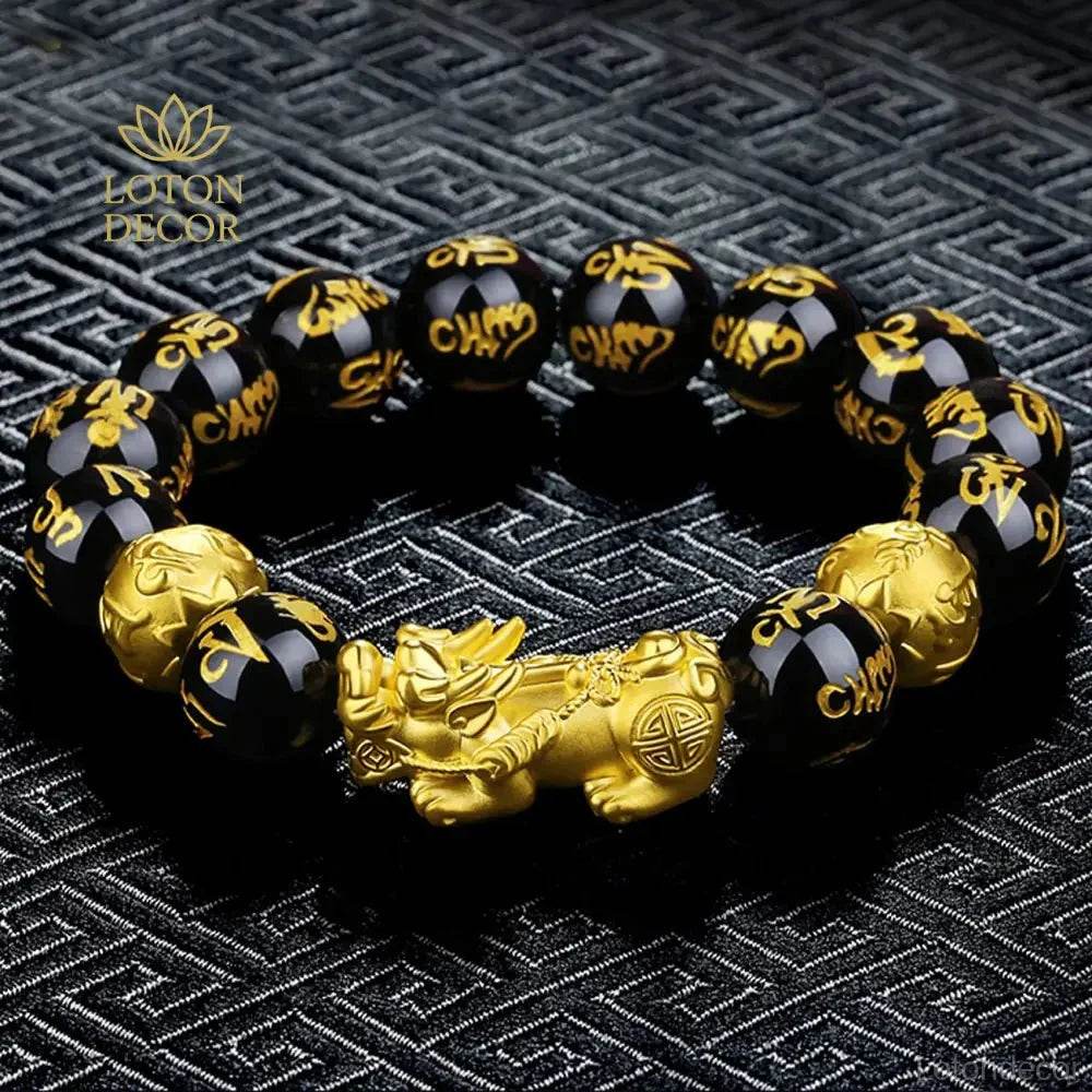 Gold Agate Pi Xiu Bracelet – Wealth Crystal Talisman - Loton Decor