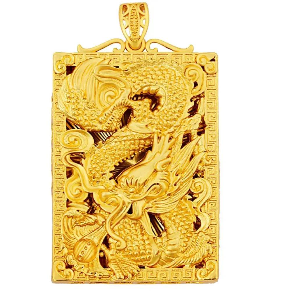 Gold Dragon Necklace – Lucky Feng Shui Wealth Pendant - Loton Decor