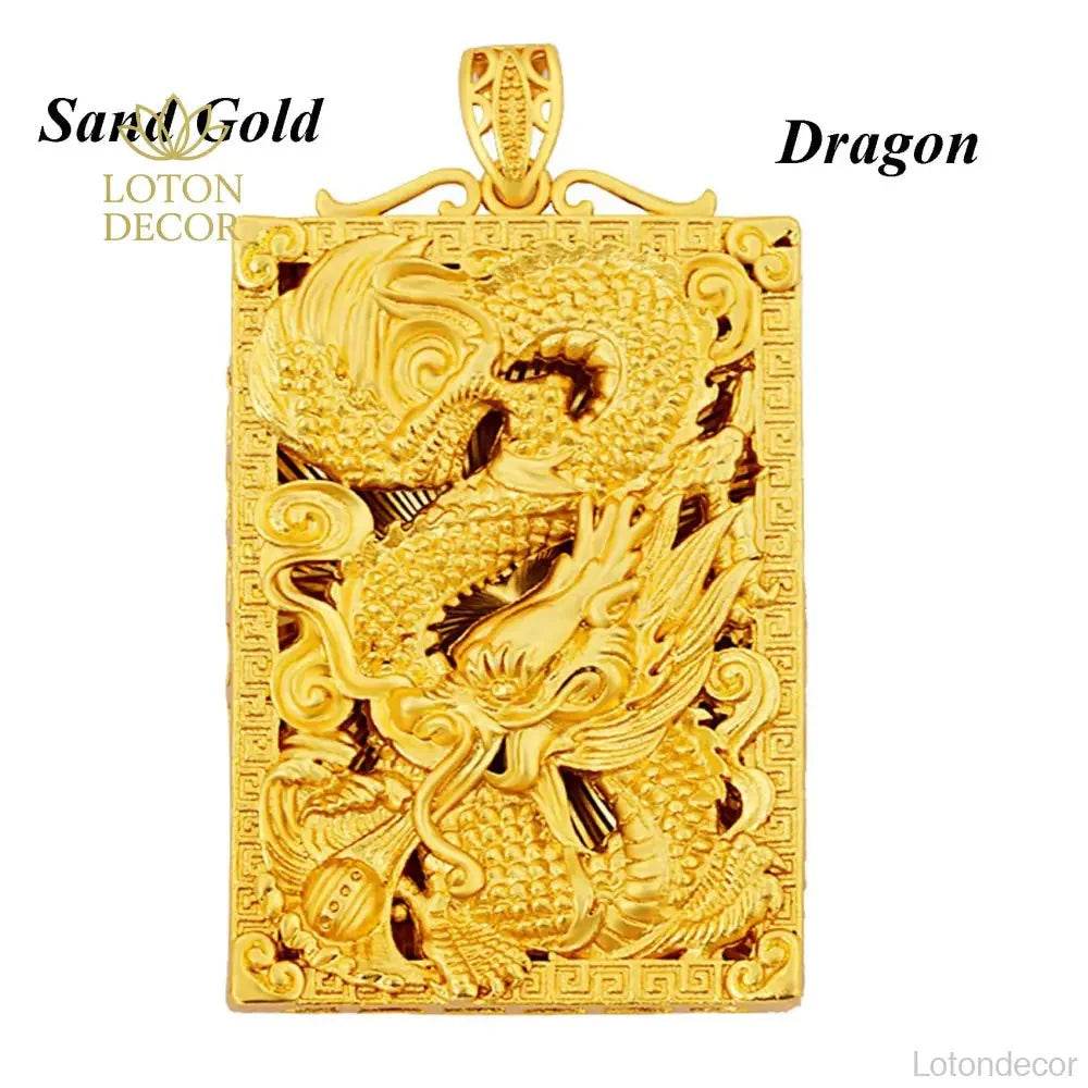 Gold Dragon Necklace – Lucky Feng Shui Wealth Pendant - Loton Decor