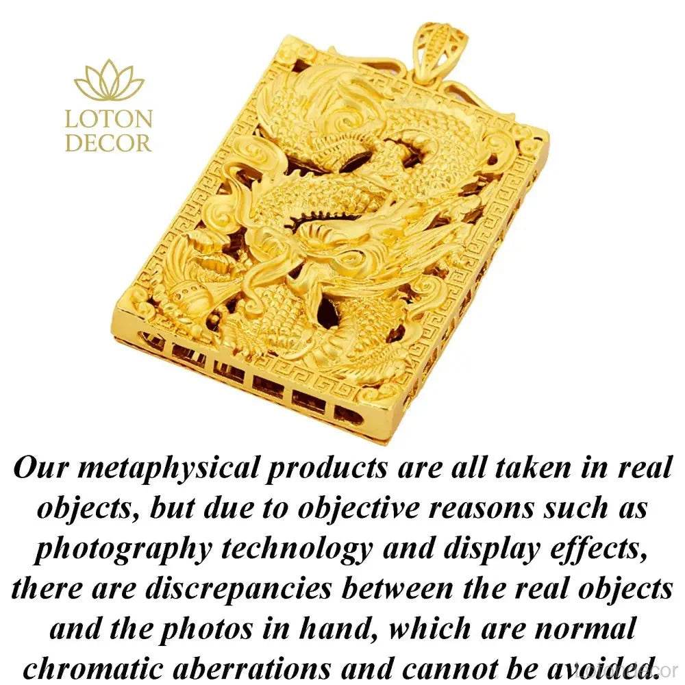 Gold Dragon Necklace – Lucky Feng Shui Wealth Pendant - Loton Decor