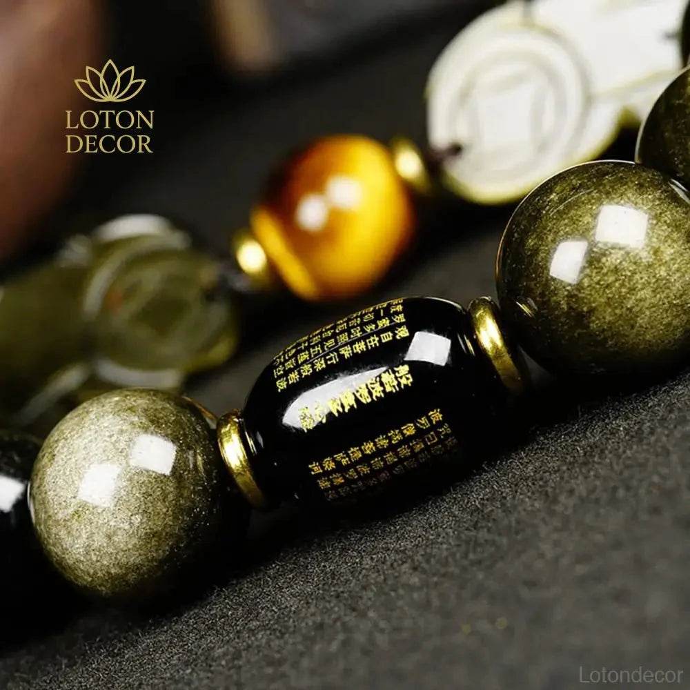 Gold Obsidian Double Pixiu Bracelet – Lucky Talisman - Loton Decor