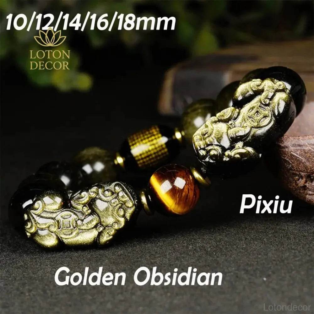 Gold Obsidian Double Pixiu Bracelet – Lucky Talisman - Loton Decor