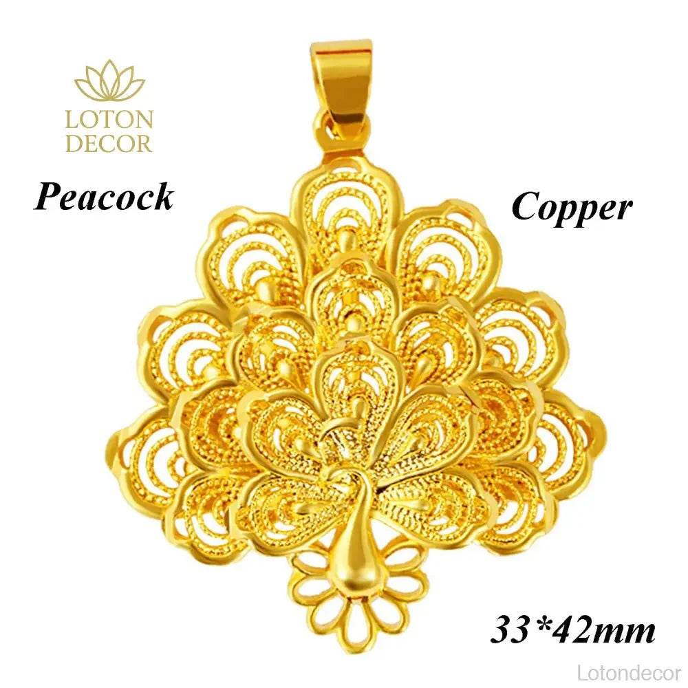 Gold Peacock Pendant – Feng Shui Luck Jewelry Gift - Loton Decor