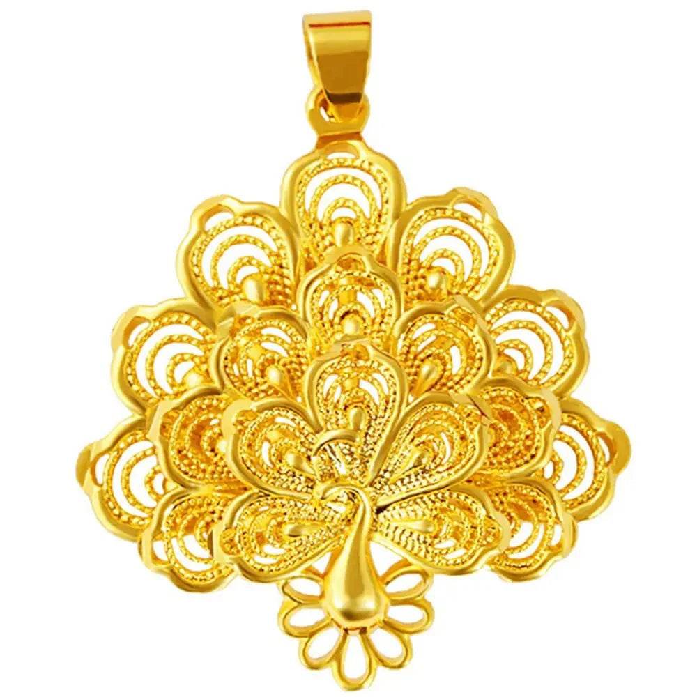 Gold Peacock Pendant – Feng Shui Luck Jewelry Gift - Loton Decor
