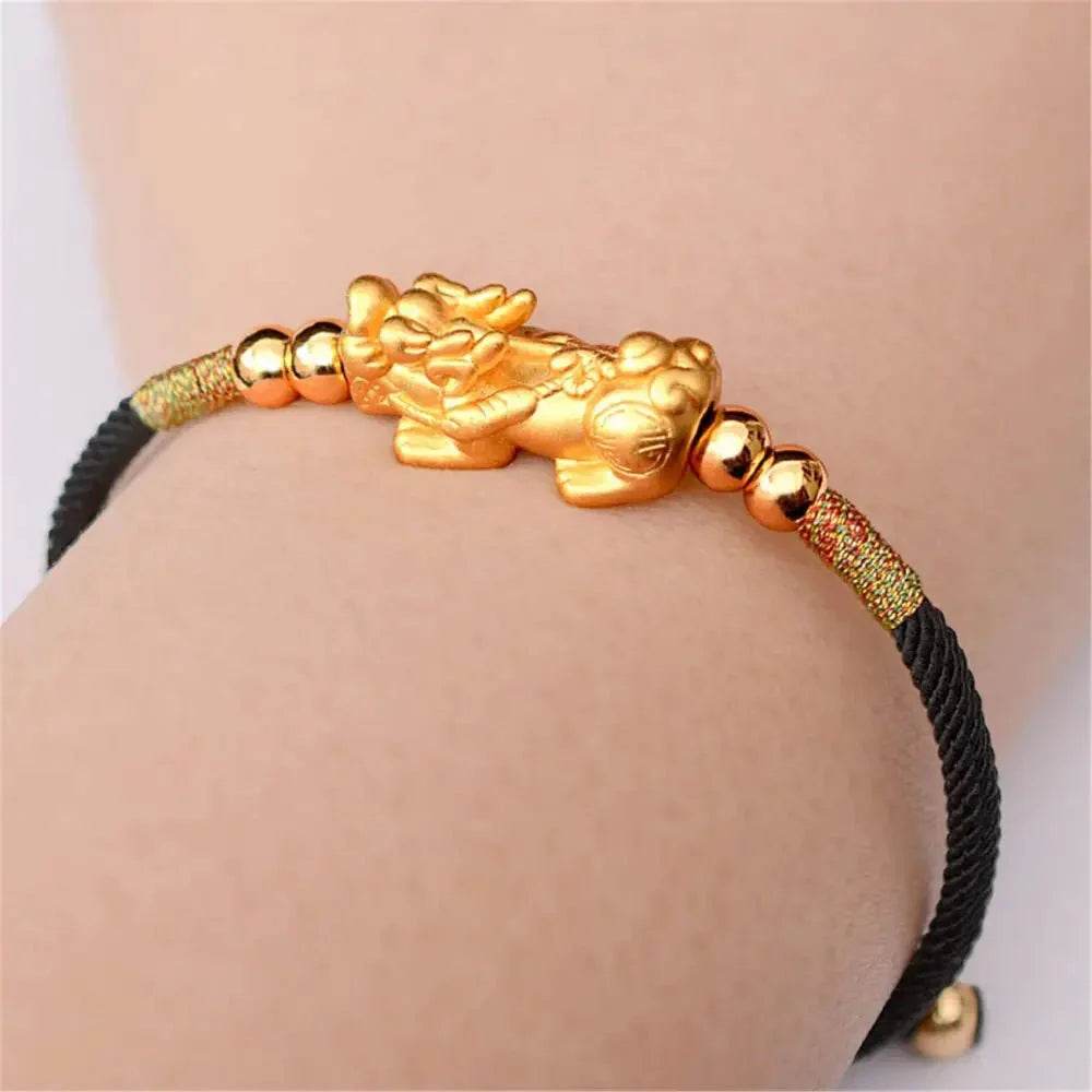 Gold Pixiu Bracelet – Silver Wealth & Protection Charm - Loton Decor